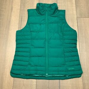 Lands' End Vest Womens Size L Green Down Fill Puffer Zip Lightweight Casual